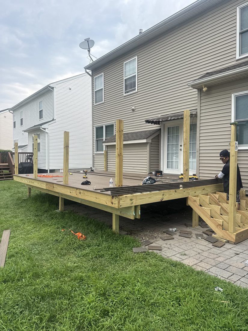 Deck being constructed
