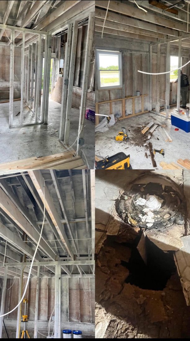 Interior framing in progress