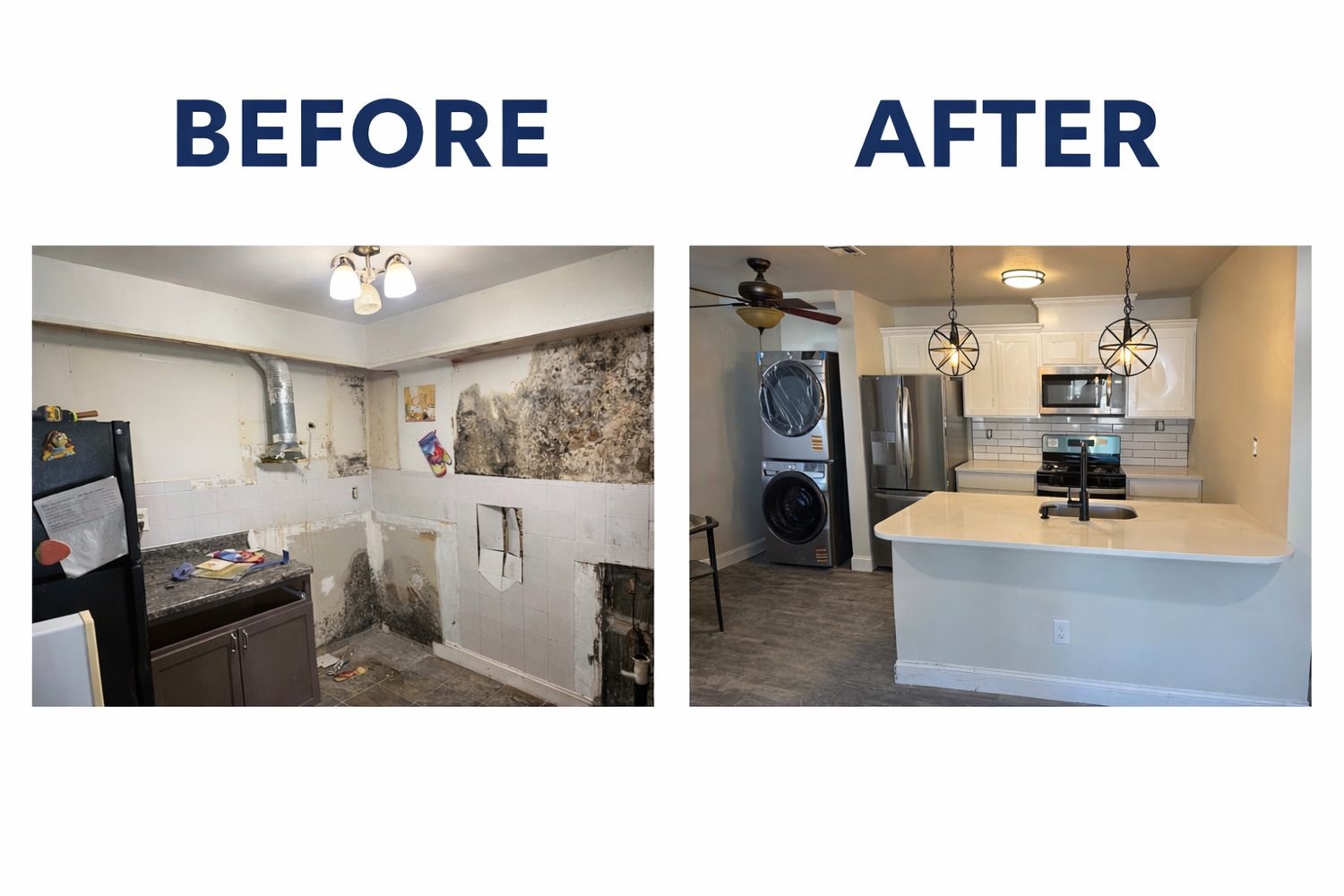 Before and after kitchen remodeling